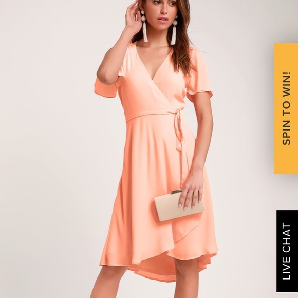 Beautiful Peach Wrap Dress - Picture 2 of 2